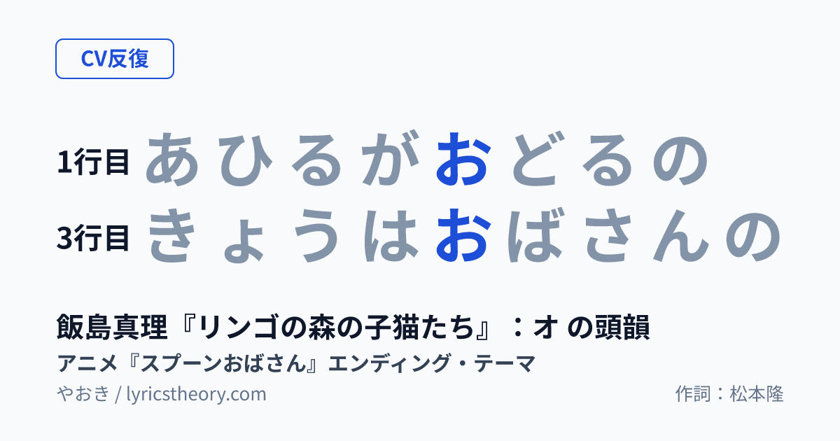 図: 飯島真理『リンゴの森の子猫たち』：オ の頭韻