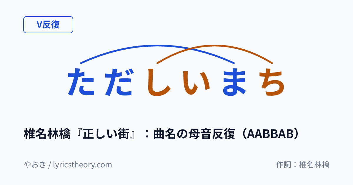 図: 椎名林檎『正しい街』：曲名の母音反復（AABBAB）