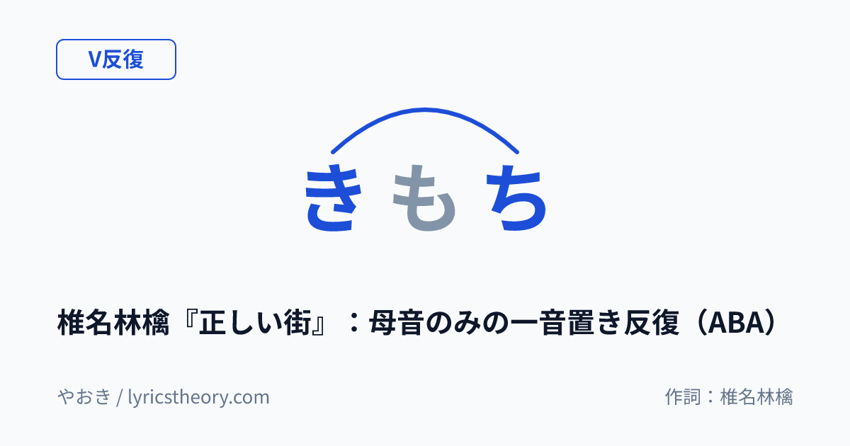 図: 椎名林檎『正しい街』：母音のみの一音置き反復（ABA）